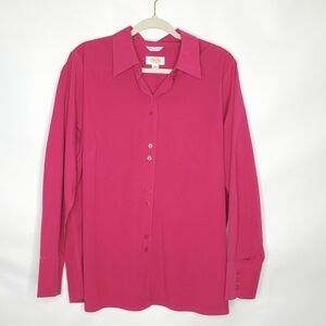 Talbots Woman Wrinkle Resistant Stretch Shirt 16W Pink Long Sleeve Button-up